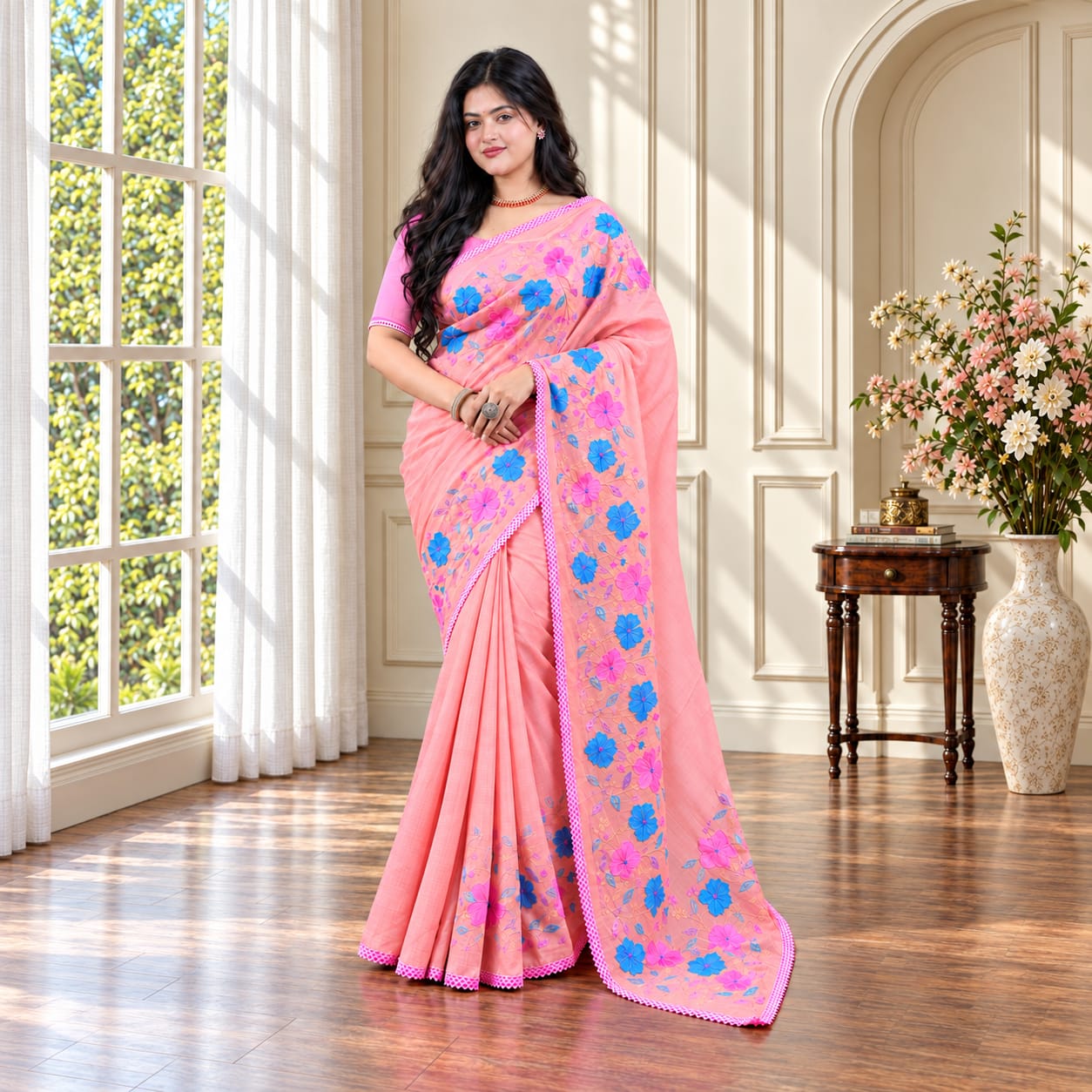 Muslin silk ( Peach Pink)